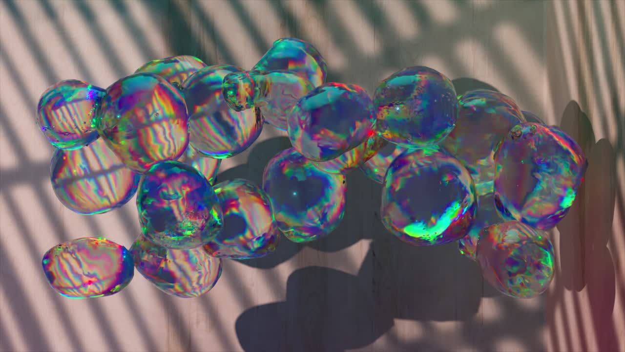 Abstract Cluster of Iridescent Bubbles
