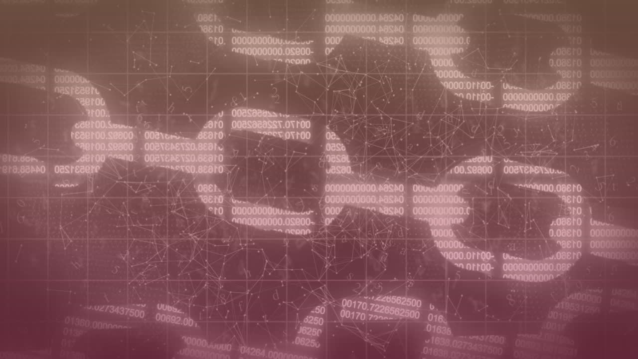 animación de los iconos de la cadena de seguridad y la red de conexiones contra un fondo gris