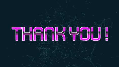 animación del texto de agradecimiento upi en letras rosadas sobre redes de conexiones