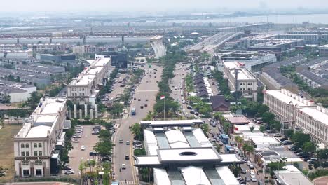 aerial view of by the sea shopping district at golf island pik in kamal muara, daerah khusus ibukota jakarta, indonesia.