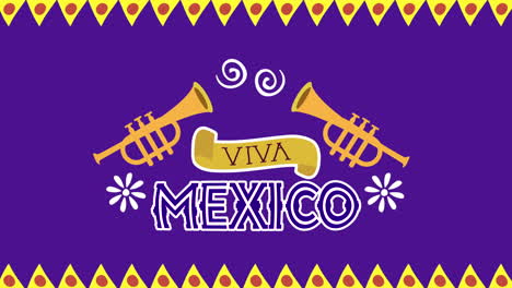 viva mexico animation with trumpets instruments