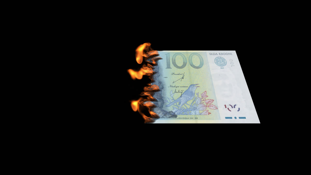 Burning 100 Swedish Krona Banknote