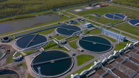 water treatment facilities. round sedimentation tanks.