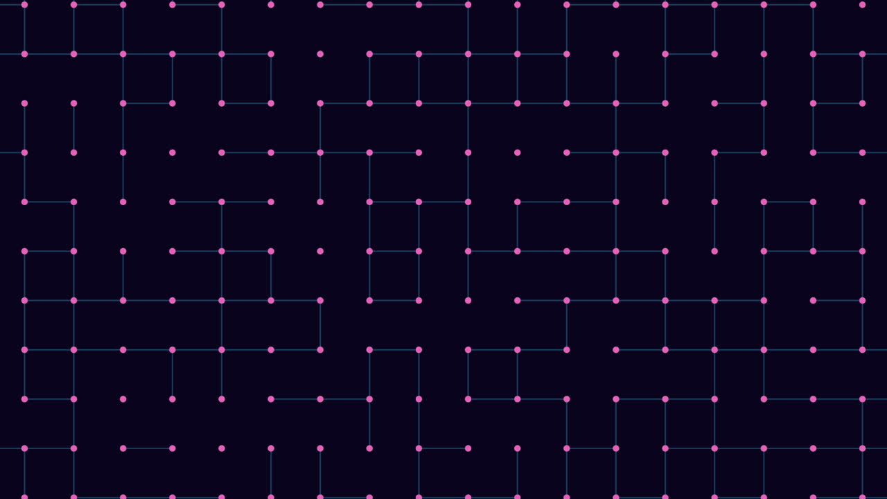 검은 바탕에 연결된 점들의 동적 파란 점 네트워크 그리드