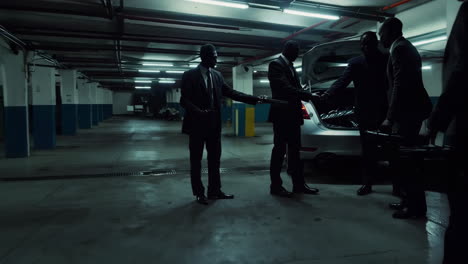 clandestine transaction in an underground parking garage
