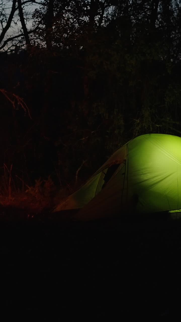 Camping in the wilderness at night