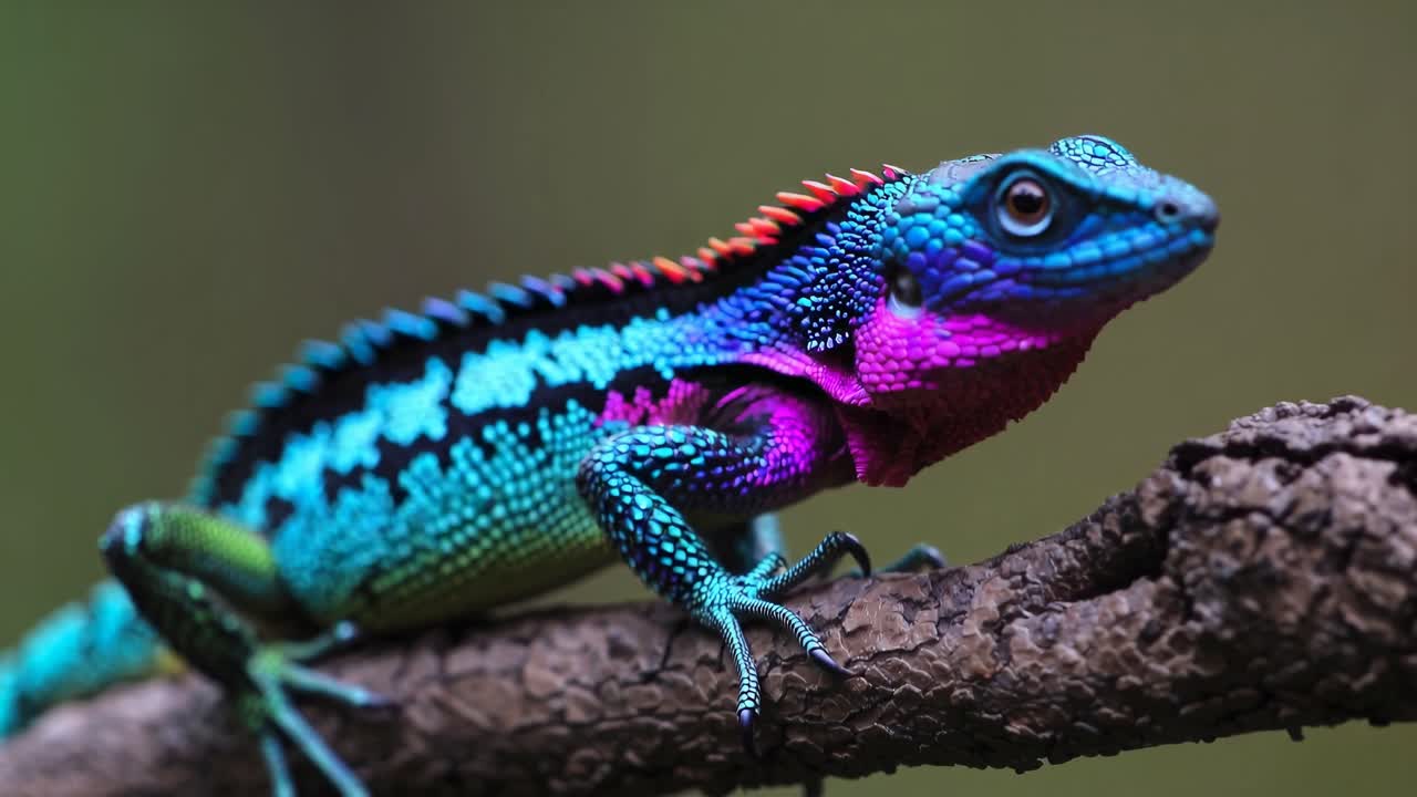 lagarto colorido en la rama