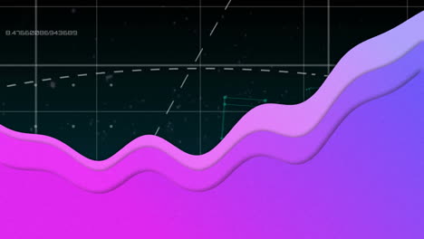 animation of network of connections and data processing with purple wave