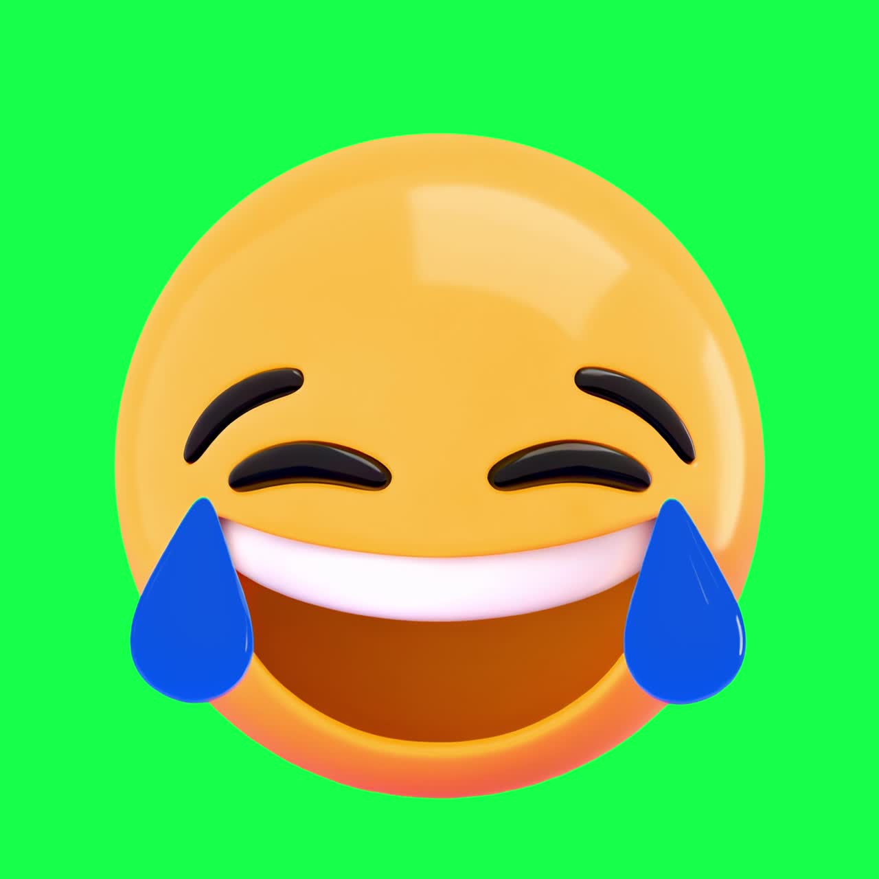 Laughing emoji with tears animation, transparent 4K video, green screen