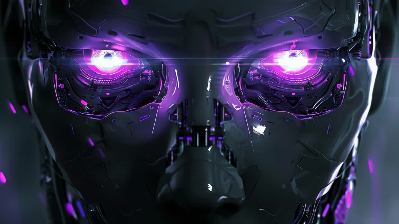 primer plano de una cabeza de robot futurista