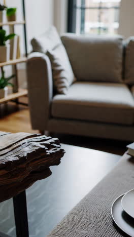 modern living room with unique coffee table