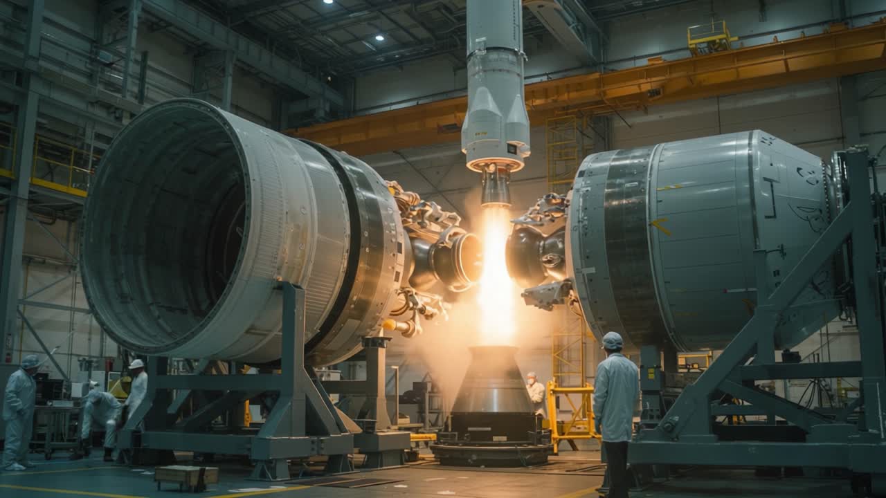 Rocket Engine Ignition Sequence: Observing the Moment of Launch as Powerful Flames Erupt from Ground Systems, Signifying the Power of Modern Space Technology