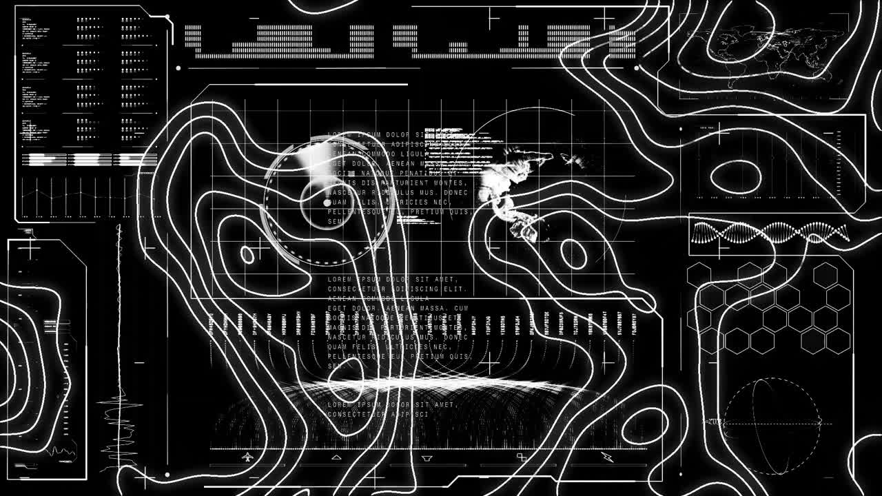 검은 바탕 위의 연결 네트워크의 애니메이션