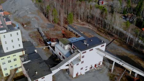 drone shot of old mining facility in sweden