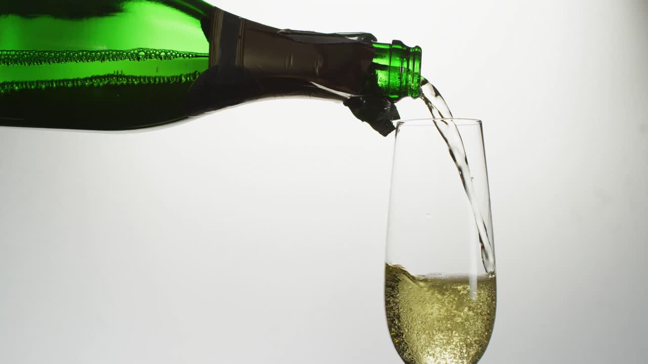 Champagne glass on white background at new year's eve