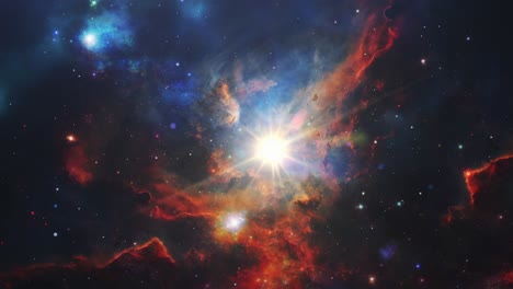 volando a través de las estrellas y las nebulosas interestelares de orión, gran universo