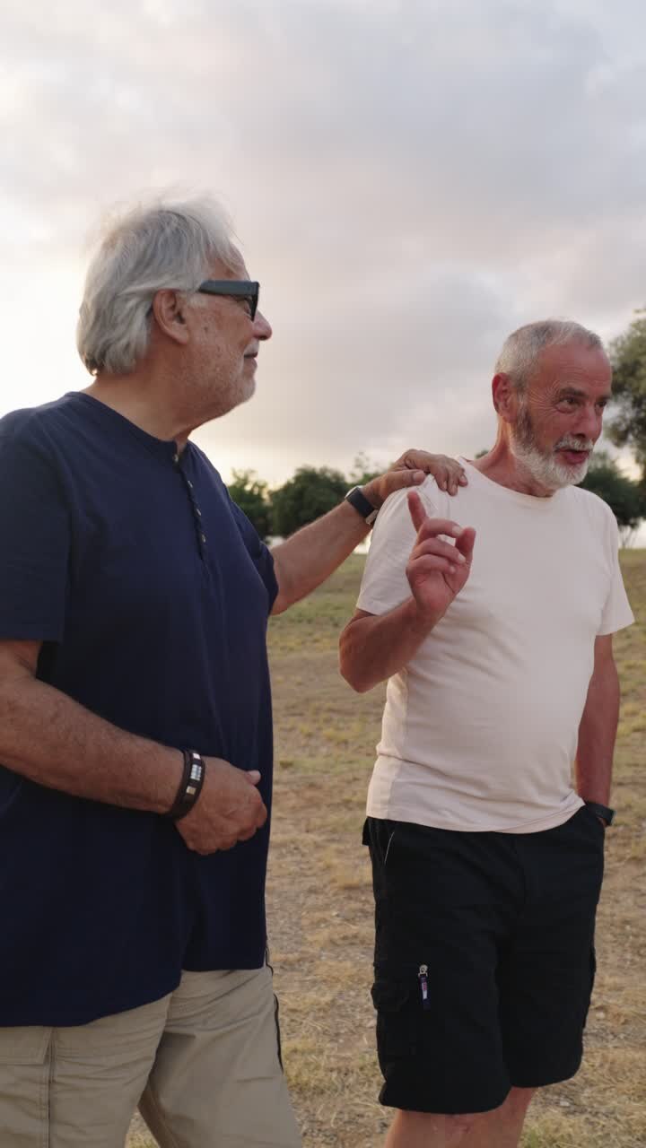 Two Senior Men Enjoying a Walk