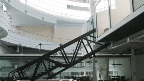 modern office interior with metal staircase