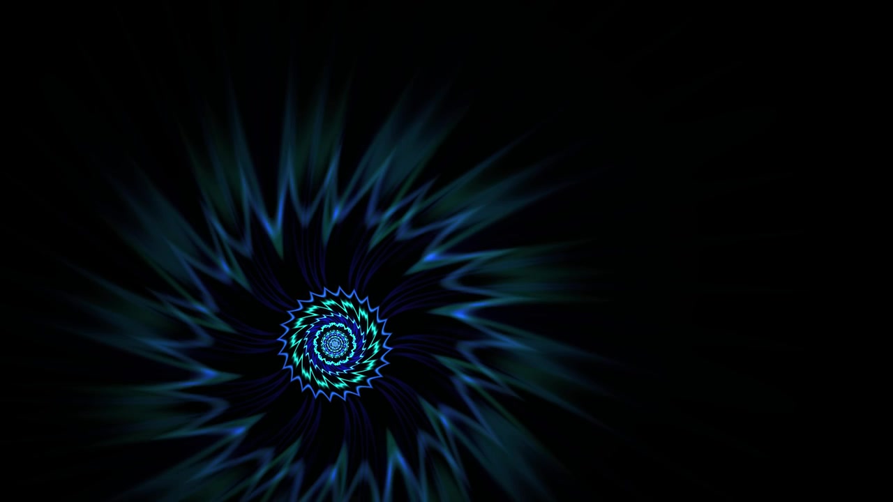 Hypnotic Blue and Green Spiral Fractal Animation