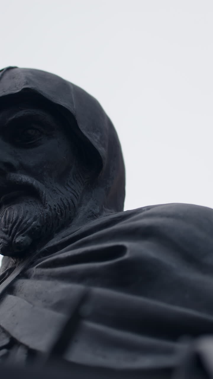 Primo piano di una statua scura