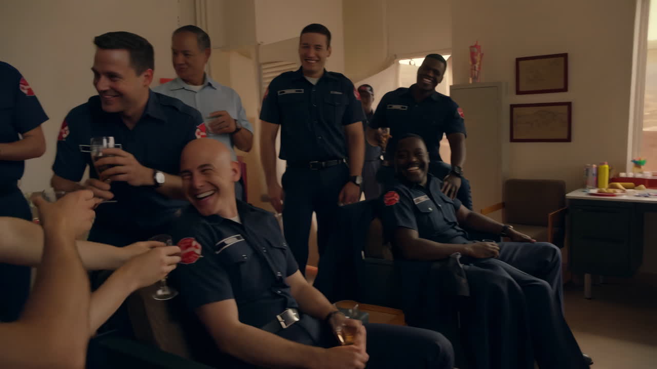 Group of Firefighters Celebrating