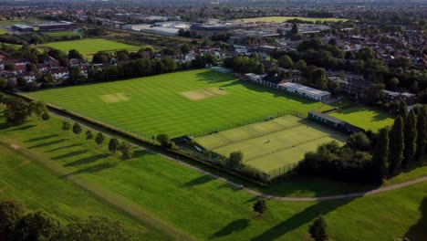 a beautiful sports pitch in an english town