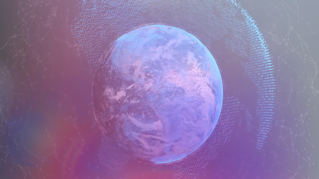 전 세계에 걸쳐 연결과 데이터 처리의 애니메이션