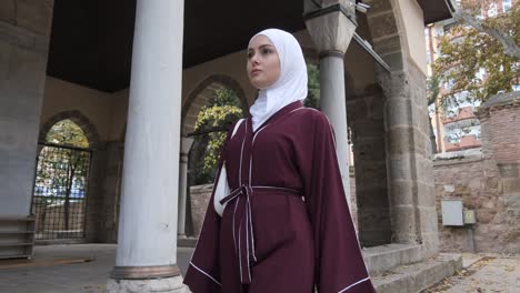 girl visit historic mosque