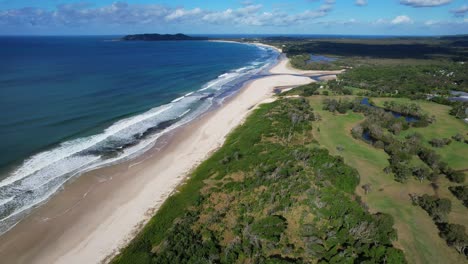 belongil beach and creek overlooking byron bay, new south wales, australia