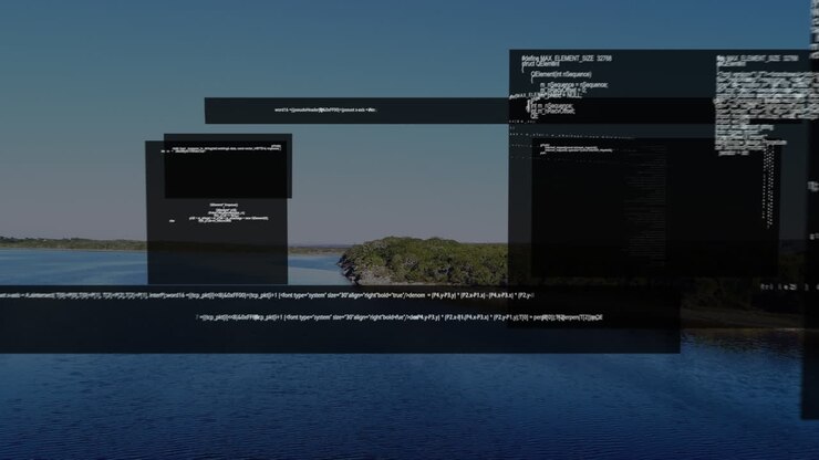 Animation of data processing over beach