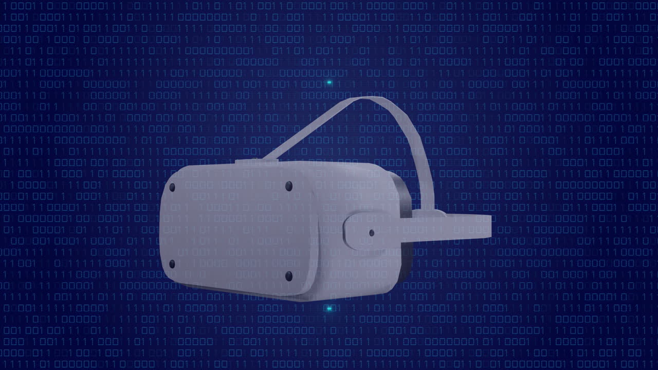 animación de auriculares vr sobre el procesamiento de datos de codificación binaria