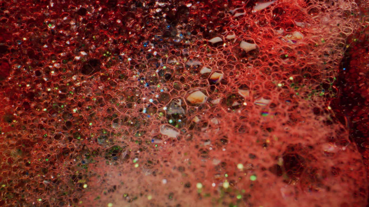 Abstract Macro View of Soap Bubbles with Glitter