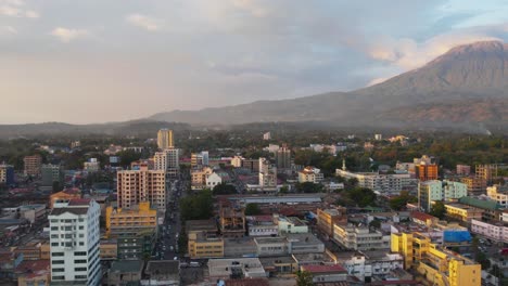 aerial view of the mount meru in arusha city, tanzania