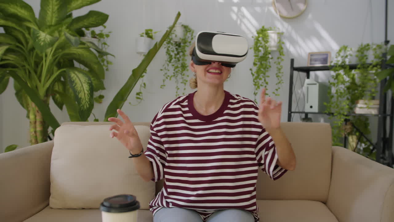 Girl Using VR Headset when Testing Application