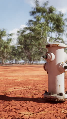 a rusty white fire hydrant in the australian outback