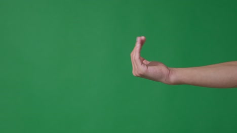 hand inviting to come over green background