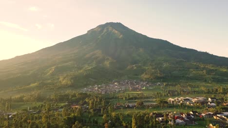 mount sumbing with rural view countryside and tobacco plantations