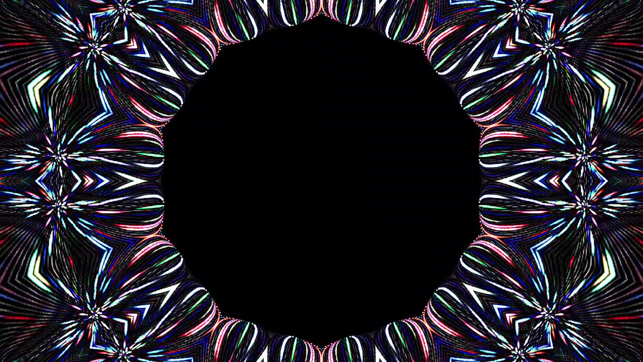 onda de puntos circulares coloridos de puntos brillantes de luz sobre un fondo negro