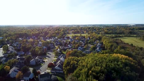 american residential neighborhoods in westfield, indiana. aerial drone