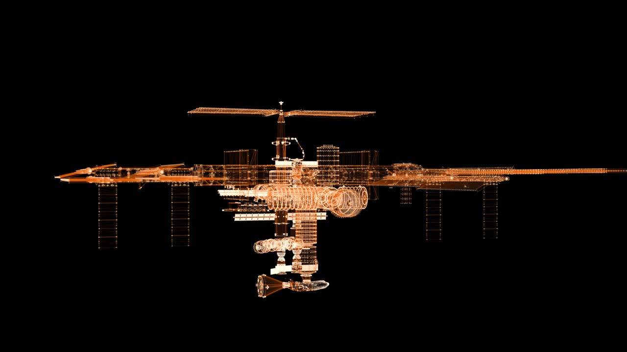 입자의 3d 디지털 우주 정거장: 4k 원활한 루프