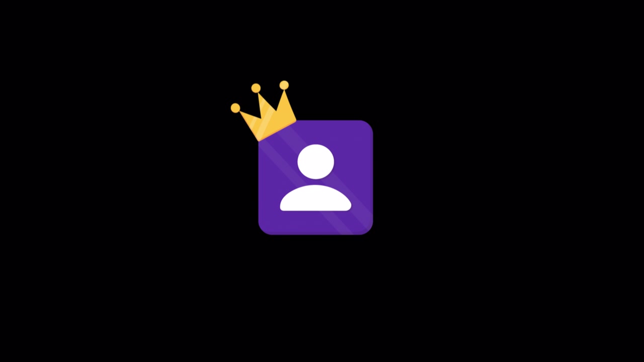Animated User Profile Icon With Golden Crown on Black Background