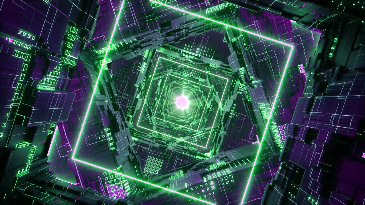 el túnel de neón futurista en 4k