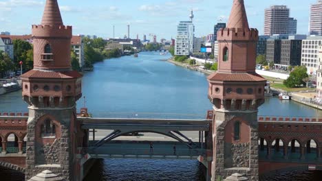 Sommertag-Ost-West-Berliner-Grenze-Flussbrücke-Deutschland