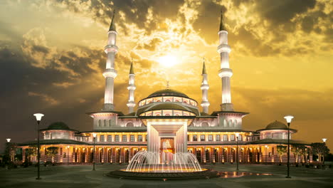 mosque, muslim, arab, middle east architecture, religion, islam, islamic modern building, dome, minaret, dubai monument, holy mosque, clouds, sunset timelapse sky replacement effect