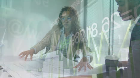 animación del procesamiento de datos financieros sobre personas de negocios