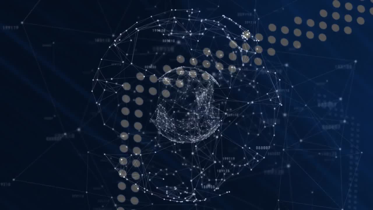 Animation of network of connections over globe on dark background