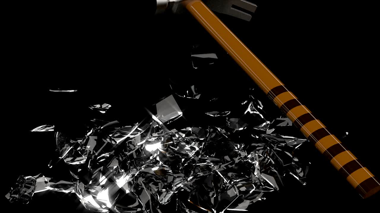 귀여운 유리 돼지 은행, 돈을 절약, 돈 상자, 철 망치, 작은 조각으로 금 동전이있는 유리 돼지를 깨뜨립니다.