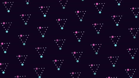 patrón en zigzag vibrante con triángulos y puntos en negro, púrpura y verde