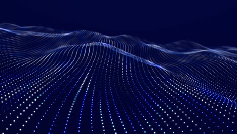 dynamic wave with many points. abstract dots movement background. technology or science. 3d rendering. seamless loop. 4k