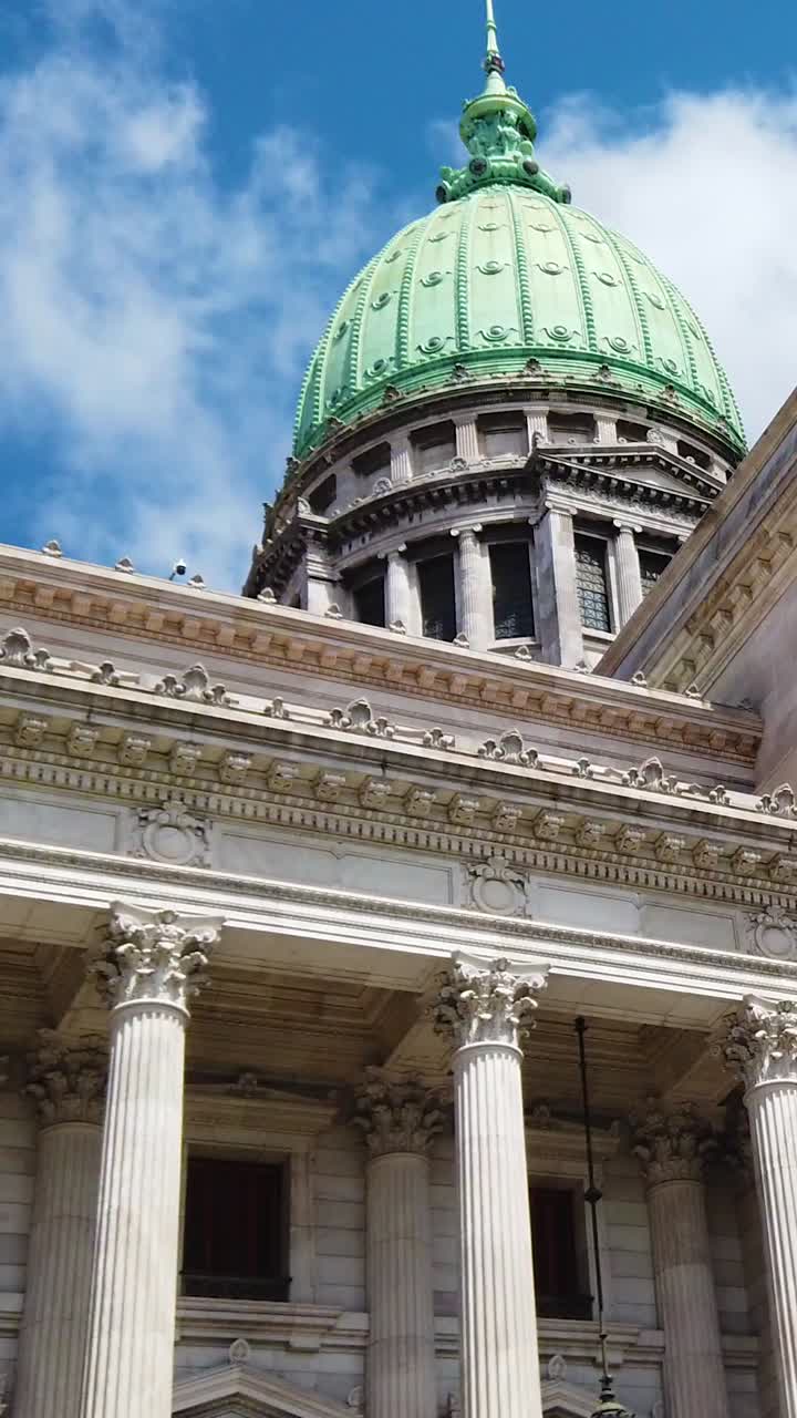 National Congress, green dome architecture, Vertical view over daylight skyline
